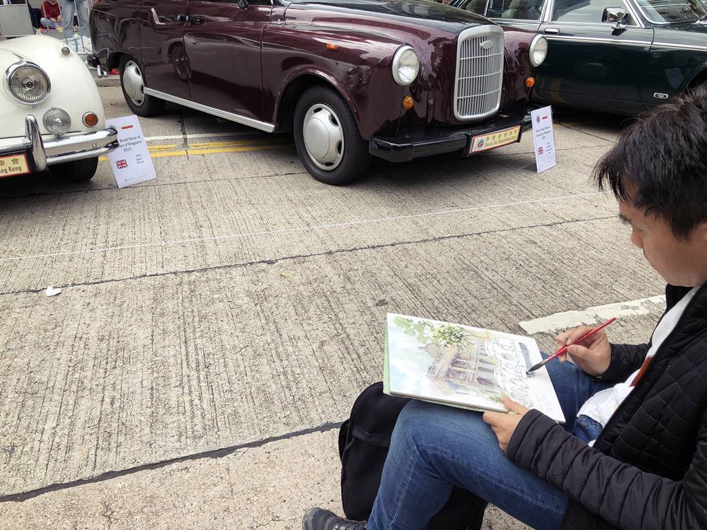 今年也有安排Urban Sketchers畫家,在現場為老爺車留下畫像的記錄。